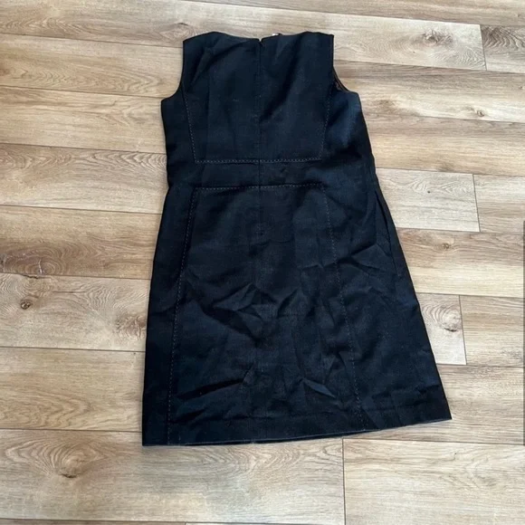 $598 NWT Lafayette 148 Medium Black Brett Stretch Wool Sheath Dress Sleeveless